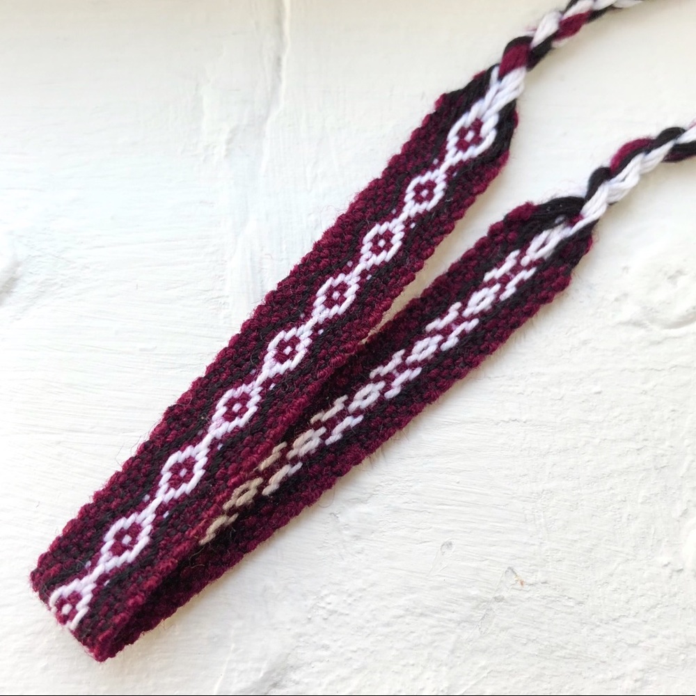 Burgundy <o> Boho Woven Bracelet - Picture 2 of 3
